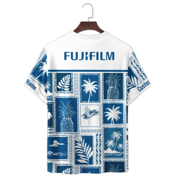 Fujifilm Retro Monotone Blue Tropical Photography Summer Pattern Premium T-Shirt All Over Prints Gift Loves BL1125A10FJFTS - Image 3