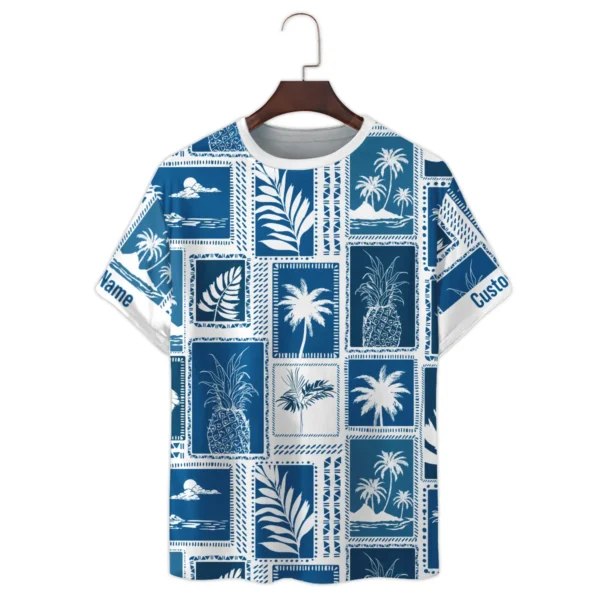 Fujifilm Retro Monotone Blue Tropical Photography Summer Pattern Premium T-Shirt All Over Prints Gift Loves BL1125A10FJFTS - Image 2
