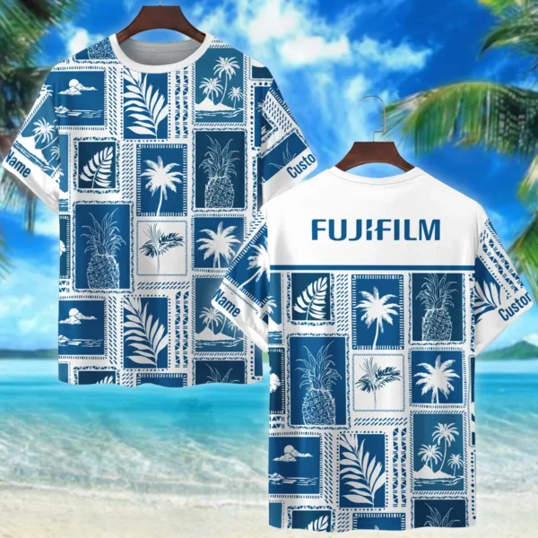 Fujifilm Retro Monotone Blue Tropical Photography Summer Pattern Premium T-Shirt All Over Prints Gift Loves BL1125A10FJFTS