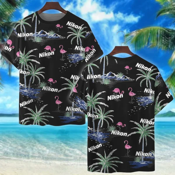 Nikon Summer Night Palm Flamingo Photography Summer Pattern Premium T-Shirt All Over Prints Gift Loves BL1125A34NKTS