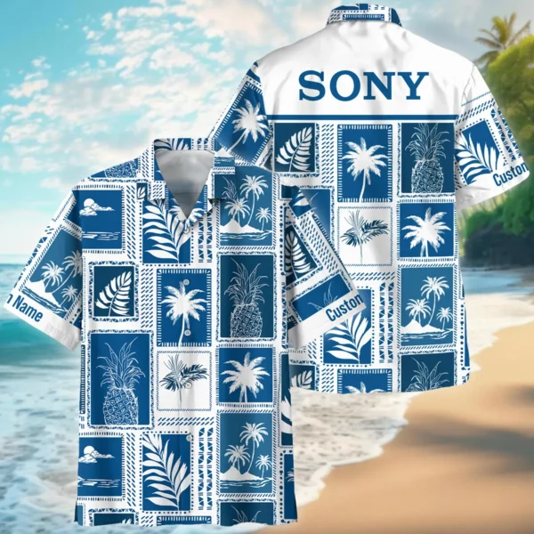 Sony Retro Monotone Blue Tropical Photography Summer Pattern Hawaiian Shirt All Over Prints Gift Loves BL1125A10SNHW