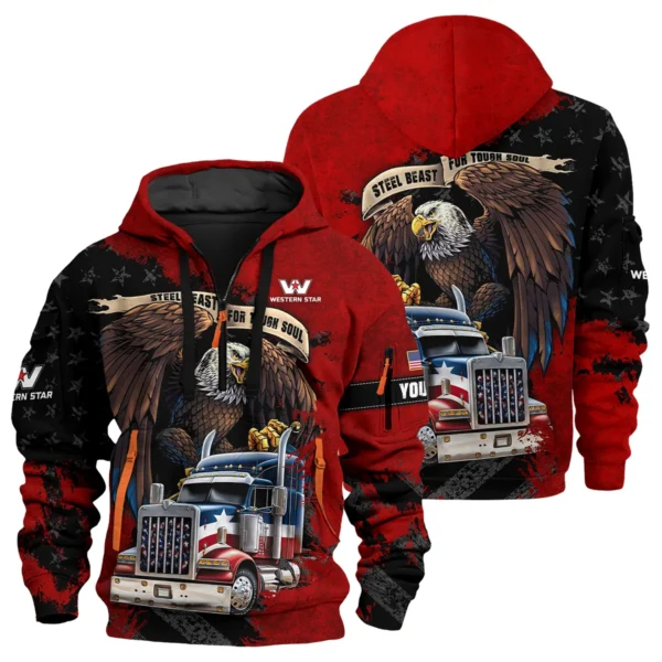 Western Star Gift For Truckers Exclusive Logo Hoodie Half Zip BLT11225A1WS3HZ - Image 3