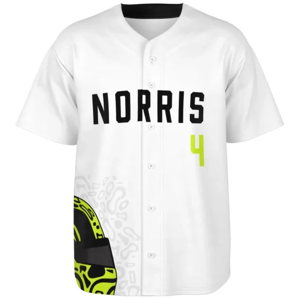 Norris - Fluro Helmet White - McLaren F1 Baseball Jerseys BLNR16425A3BBJS - Image 2