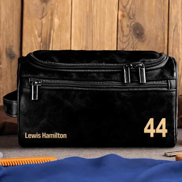 Lewis Hamilton Ferrari - Leather Toiletry Bag BL19425A44 - Black