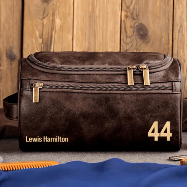 Lewis Hamilton Ferrari - Leather Toiletry Bag BL19425A44 - Coffee