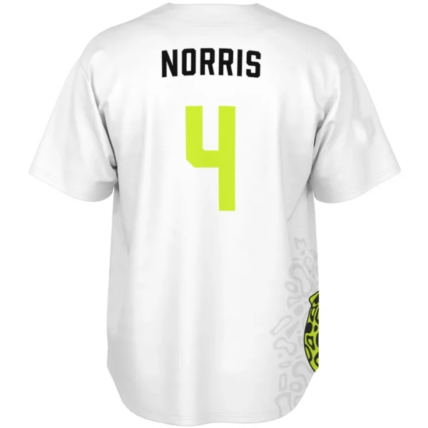 Norris - Fluro Helmet White - McLaren F1 Baseball Jerseys BLNR16425A3BBJS - Image 3