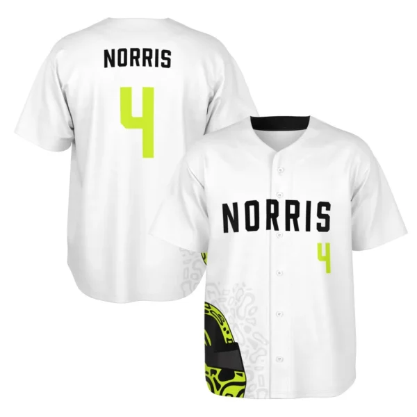 Norris - Fluro Helmet White - McLaren F1 Baseball Jerseys BLNR16425A3BBJS