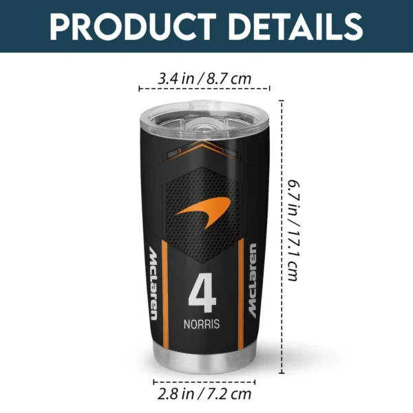 Lando Norris McLaren F1 Stainless Steel Tumbler 20oz 30oz Gift For Fan BLMCL11525A2NR - Image 4