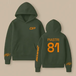 Oscar Piastri McLaren F1 Fashion Clothing For Racing Fans Unisex Hoodie BLOP25425 - Olive Green