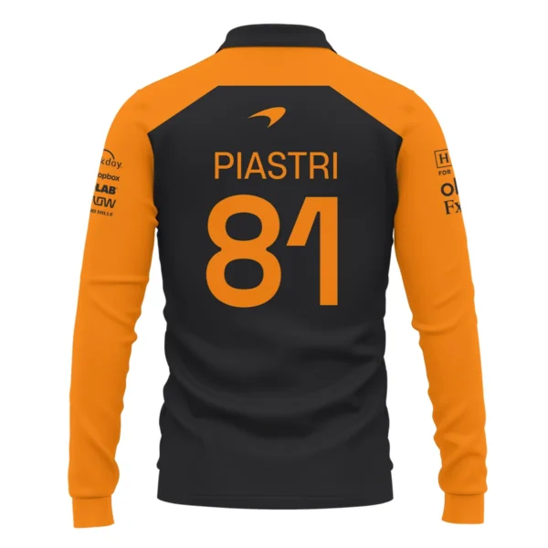 Oscar Piastri McLaren Formula One Exclusive Logo Long Polo Shirt BLF1290325A4MCLLPL - Image 3