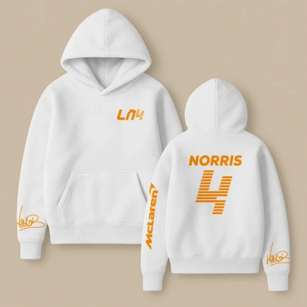 Lando Norris McLaren F1 Fashion Clothing For Racing Fans Unisex Hoodie BLNR25425 - White