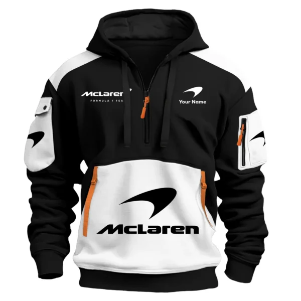 Limited Edition McLaren F1 Custom Name Hoodie Half Zipper For Racing Fans BLMCL25425A2 - Yellow - Image 3