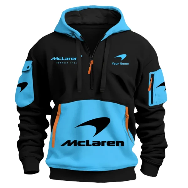 Limited Edition McLaren F1 Custom Name Hoodie Half Zipper For Racing Fans BLMCL25425A1 - White - Image 3