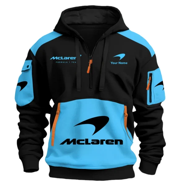 Limited Edition McLaren F1 Custom Name Hoodie Half Zipper For Racing Fans BLMCL25425A2 - Yellow - Image 4