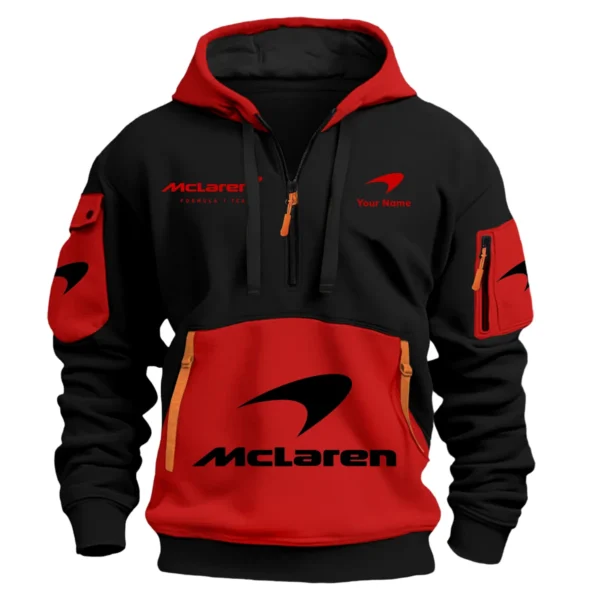 Limited Edition McLaren F1 Custom Name Hoodie Half Zipper For Racing Fans BLMCL25425A1 - White - Image 4