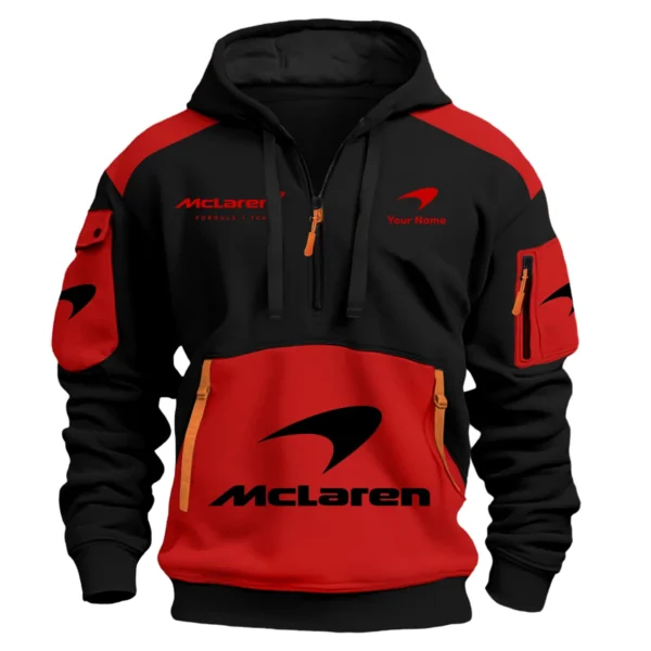 Limited Edition McLaren F1 Custom Name Hoodie Half Zipper For Racing Fans BLMCL25425A2 - Yellow - Image 5