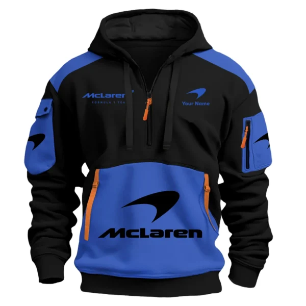 Limited Edition McLaren F1 Custom Name Hoodie Half Zipper For Racing Fans BLMCL25425A2 - Yellow - Image 7