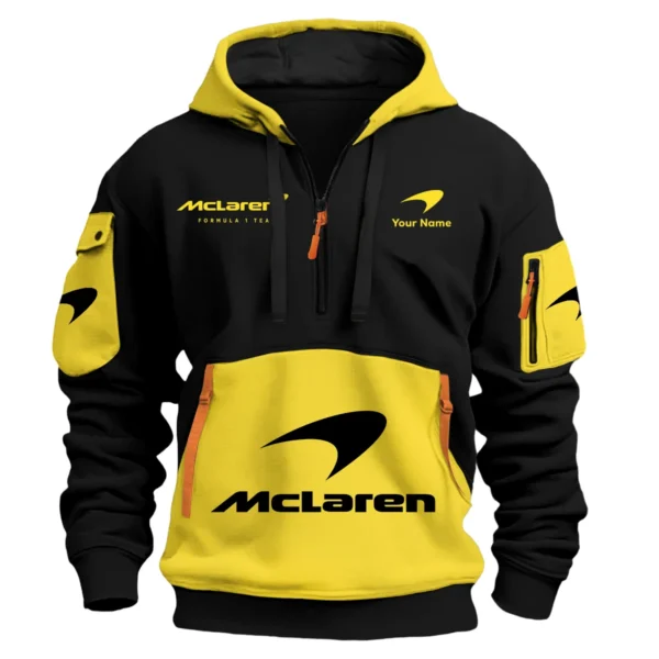 Limited Edition McLaren F1 Custom Name Hoodie Half Zipper For Racing Fans BLMCL25425A1 - White - Image 7