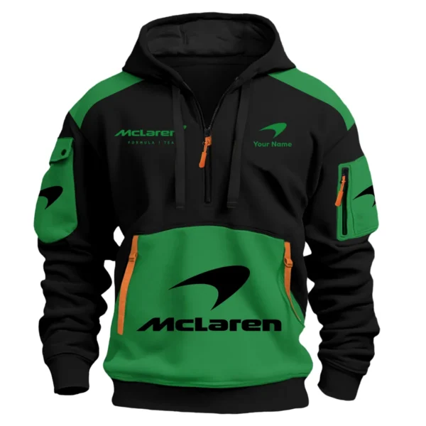 Limited Edition McLaren F1 Custom Name Hoodie Half Zipper For Racing Fans BLMCL25425A2 - Yellow - Image 8