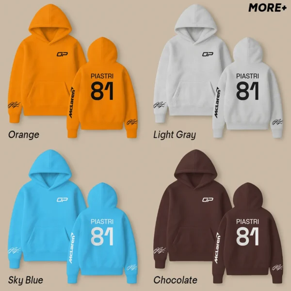 Oscar Piastri McLaren F1 Fashion Clothing For Racing Fans Unisex Hoodie BLOP25425 - Light Blue - Image 3