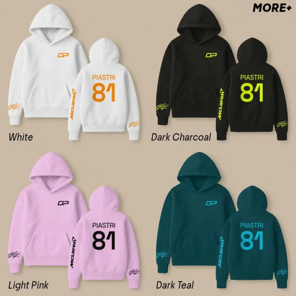 Oscar Piastri McLaren F1 Fashion Clothing For Racing Fans Unisex Hoodie BLOP25425 - Light Blue - Image 4