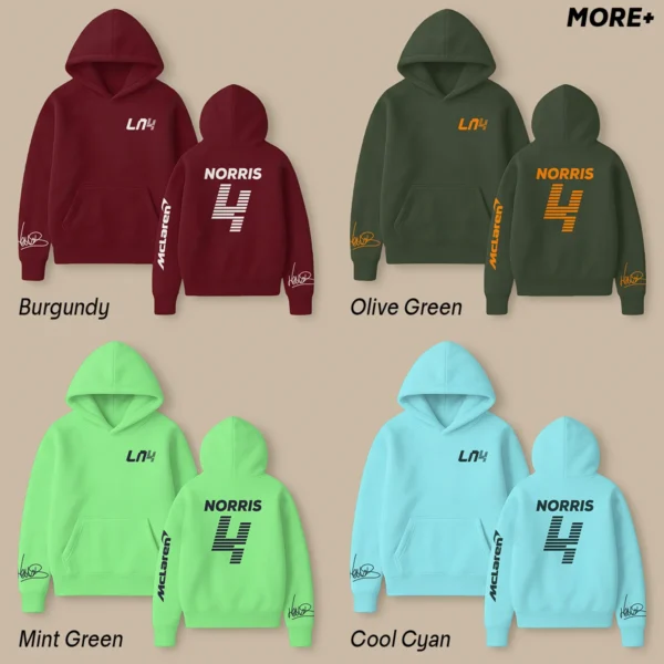 Lando Norris McLaren F1 Fashion Clothing For Racing Fans Unisex Hoodie BLNR25425 - Light Blue - Image 5