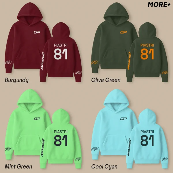 Oscar Piastri McLaren F1 Fashion Clothing For Racing Fans Unisex Hoodie BLOP25425 - Light Blue - Image 5