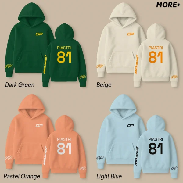 Oscar Piastri McLaren F1 Fashion Clothing For Racing Fans Unisex Hoodie BLOP25425 - Light Blue - Image 8
