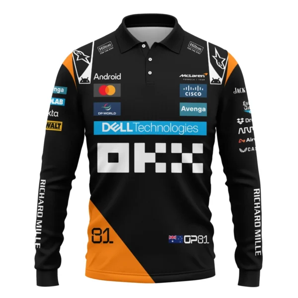 Oscar Piastri McLaren Formula One Exclusive Long Polo Shirt BLF1180525A4LPL - Image 2