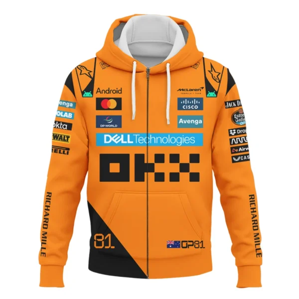 Oscar Piastri McLaren Formula One Exclusive Zipper Hoodie BLF1180525A3ZHD - Image 2