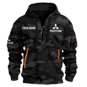 Triton Exclusive Logo Fashion Hoodie Half Zip BLC11625A1TRT - Black