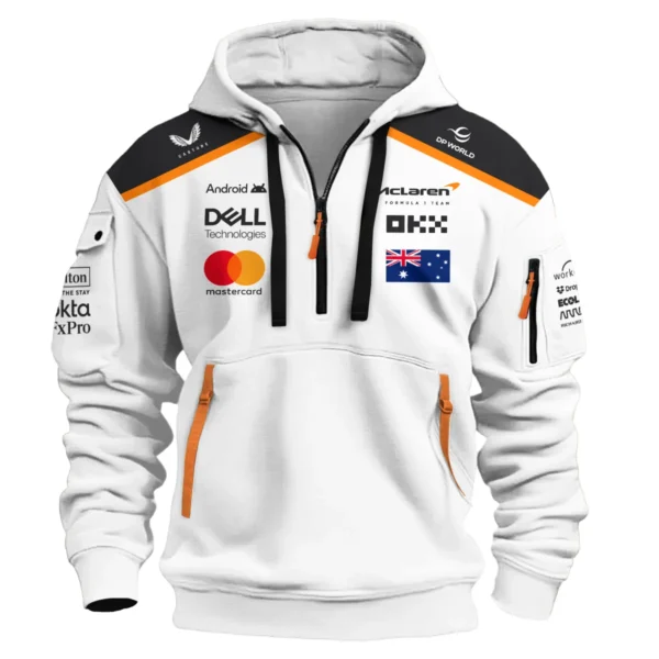 Oscar Piastri OP81 McLaren F1 Exclusive Hoodie Half Zipper BLF19625A3HDF - Image 2