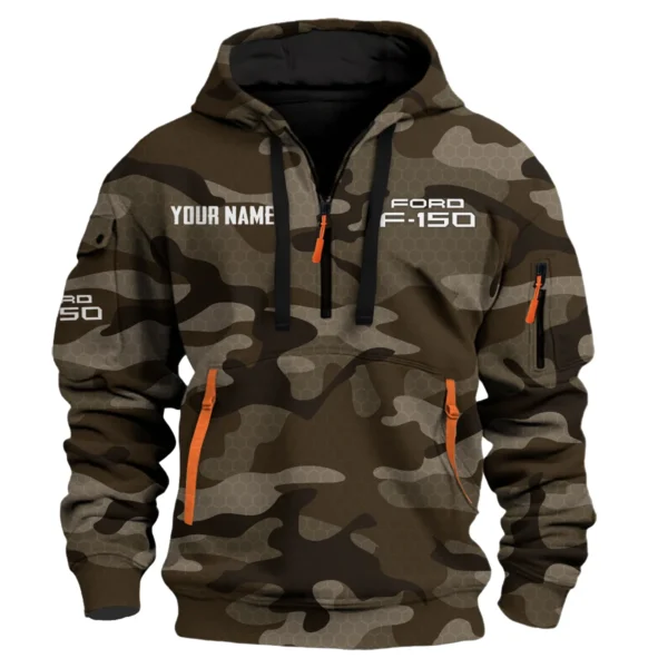 F-150 Exclusive Logo Fashion Hoodie Half Zip BLC11625A1F150 - Brown