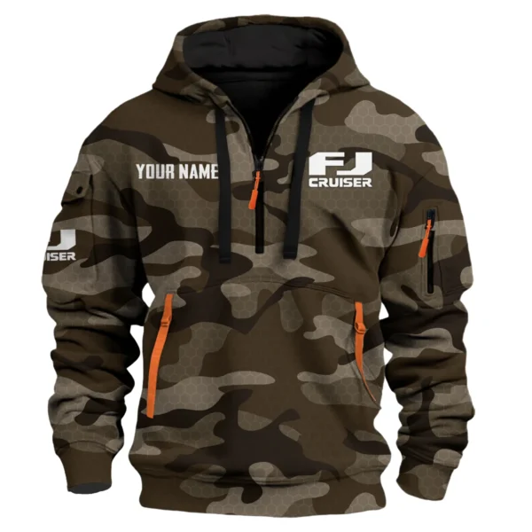 FJ Cruiser Exclusive Logo Fashion Hoodie Half Zip BLC11625A1FJC - Brown