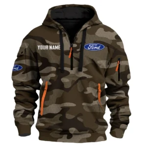 Ford Exclusive Logo Fashion Hoodie Half Zip BLC11625A1FRD1 - Brown