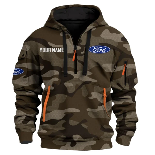 Ford Exclusive Logo Fashion Hoodie Half Zip BLC11625A1FRD1 - Brown