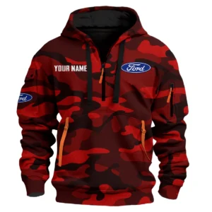Ford Exclusive Logo Fashion Hoodie Half Zip BLC11625A1FRD1 - Red