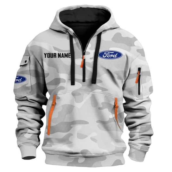 Ford Exclusive Logo Fashion Hoodie Half Zip BLC11625A1FRD1 - White
