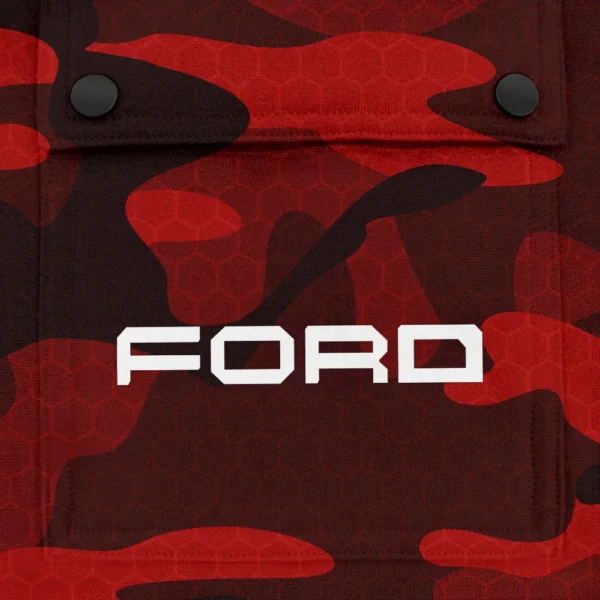Ford Exclusive Logo Fashion Hoodie Half Zip BLC11625A1FRD2 - Red - Image 3