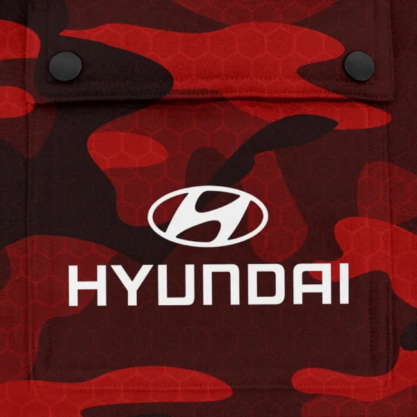 Hyundai Exclusive Logo Fashion Hoodie Half Zip BLC11625A1HYD - Red - Image 3