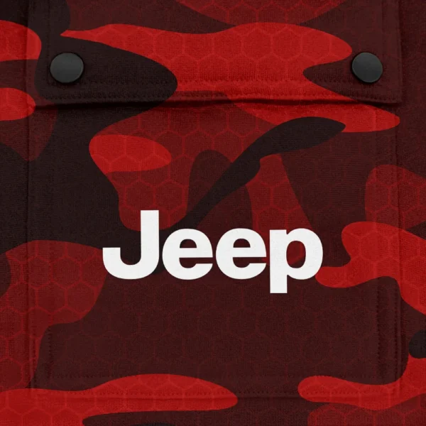 Jeep Exclusive Logo Fashion Hoodie Half Zip BLC11625A1JEEP - Red - Image 3