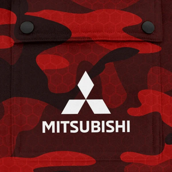 Mitsubishi Exclusive Logo Fashion Hoodie Half Zip BLC11625A1MIS - Red - Image 3