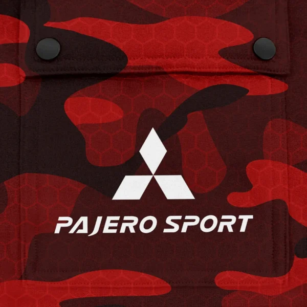 Pajero Sport Exclusive Logo Fashion Hoodie Half Zip BLC11625A1PJS - Red - Image 3