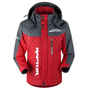 Raptor Exclusive Logo Outdoor Plush Charging Suit Waterproof Windproof Jacket Detachable Hood BLC21525A1RPT - Red