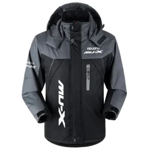 MU-X Exclusive Logo Outdoor Plush Charging Suit Waterproof Windproof Jacket Detachable Hood BLC21525A1MUX - Black