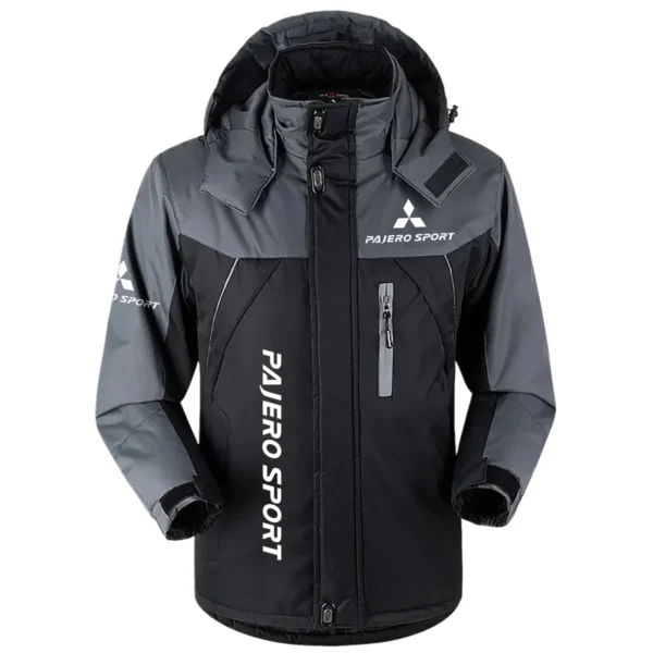 Pajero Sport Exclusive Logo Outdoor Plush Charging Suit Waterproof Windproof Jacket Detachable Hood BLC21525A1PJS - Black