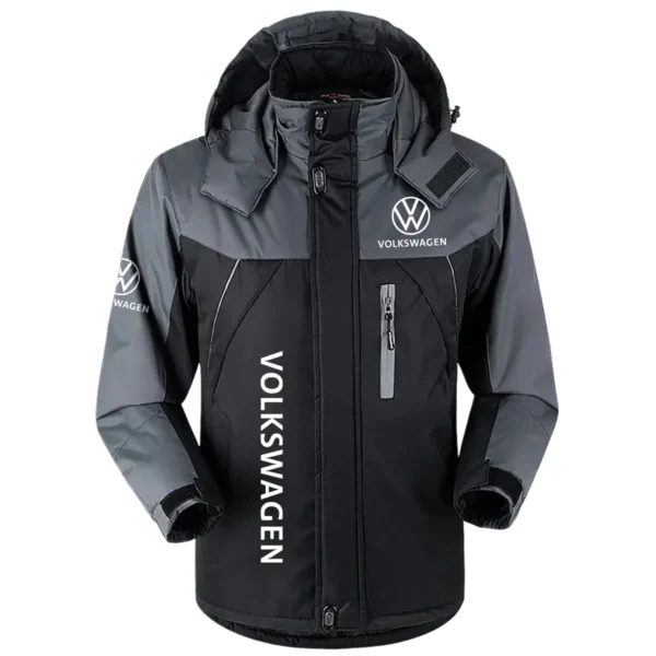 Volkswagen Exclusive Logo Outdoor Plush Charging Suit Waterproof Windproof Jacket Detachable Hood BLC21525A1VWG - Black