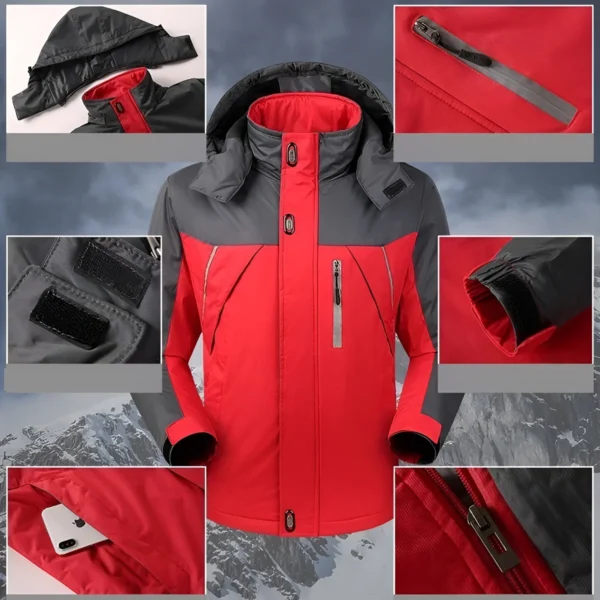 Ferrari F1 Team Exclusive Logo Outdoor Plush Charging Suit Waterproof Windproof Jacket Detachable Hood BLF130525A1FRR - Red - Image 7